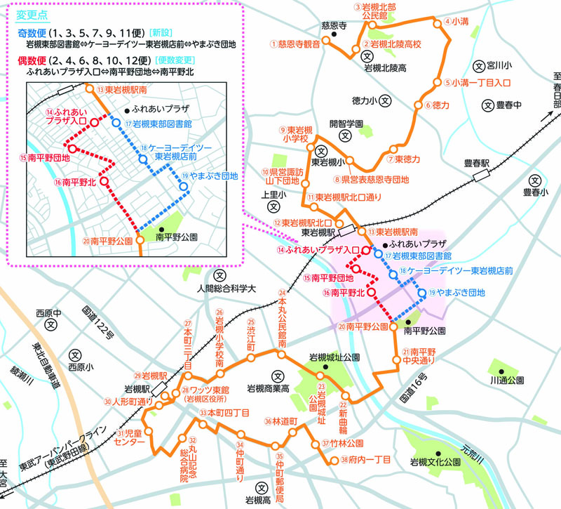 岩槻　コミュニティバス運行ルート